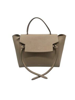 Celine Taupe Grained Calfskin Belt Satchel